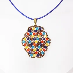 Pendant 45cm - Xochitl Oval-Purple Leather - Pendant 45cm - Laiton bronze